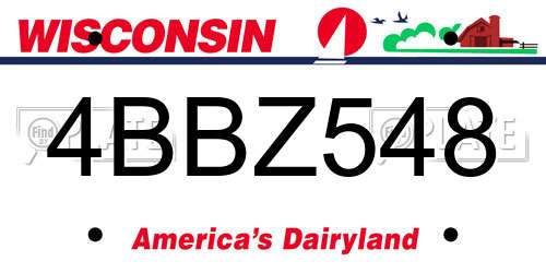 4BBZ548 Wisconsin License Plate