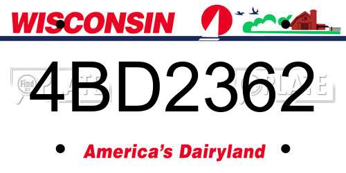 4BD2362 Wisconsin License Plate