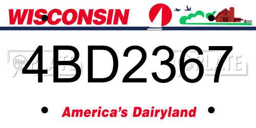 4BD2367 Wisconsin License Plate
