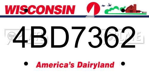 4BD7362 Wisconsin License Plate