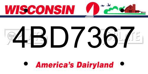 4BD7367 Wisconsin License Plate