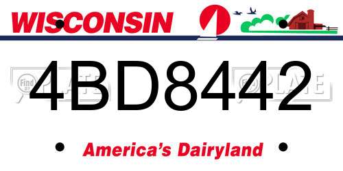 4BD8442 Wisconsin License Plate