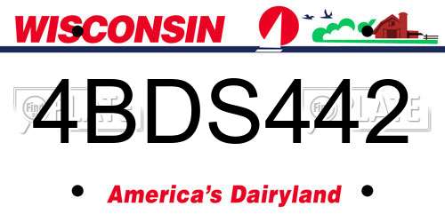 4BDS442 Wisconsin License Plate