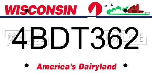 4BDT362 Wisconsin License Plate