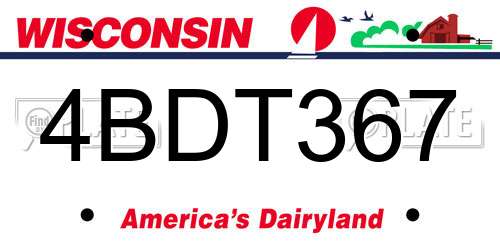 4BDT367 Wisconsin License Plate