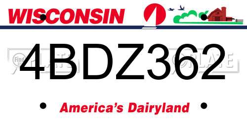 4BDZ362 Wisconsin License Plate