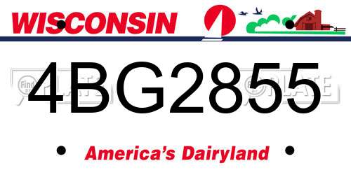 4BG2855 Wisconsin License Plate