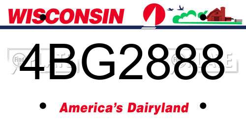 4BG2888 Wisconsin License Plate