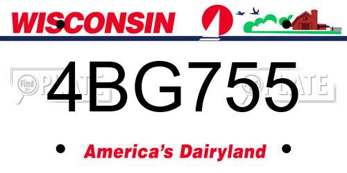 4BG755 Wisconsin License Plate