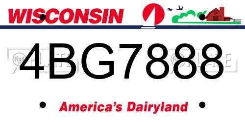 4BG7888 Wisconsin License Plate