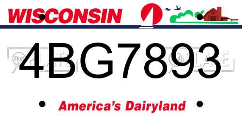 4BG7893 Wisconsin License Plate