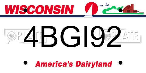 4BGI92 Wisconsin License Plate
