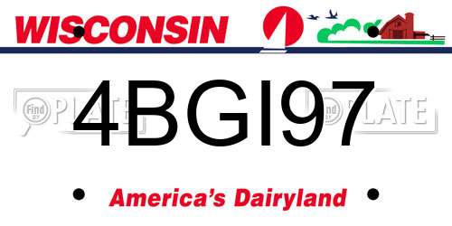 4BGI97 Wisconsin License Plate
