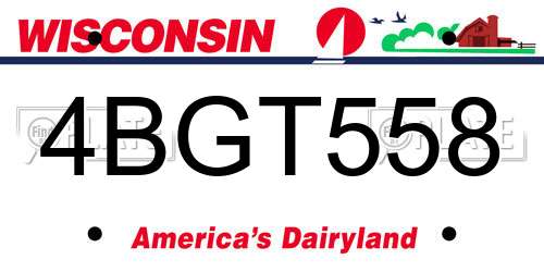 4BGT558 Wisconsin License Plate