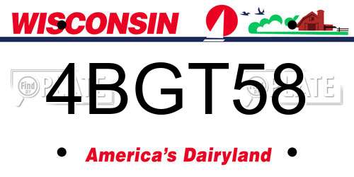 4BGT58 Wisconsin License Plate