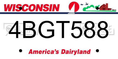 4BGT588 Wisconsin License Plate