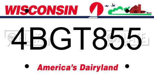 4BGT855 Wisconsin License Plate