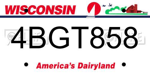 4BGT858 Wisconsin License Plate