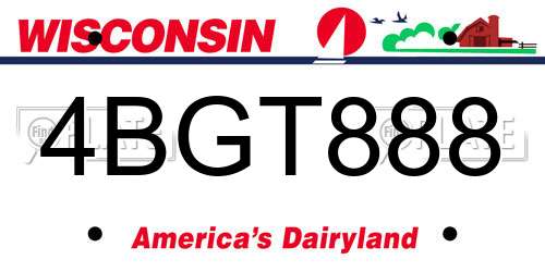 4BGT888 Wisconsin License Plate