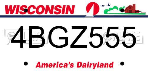 4BGZ555 Wisconsin License Plate