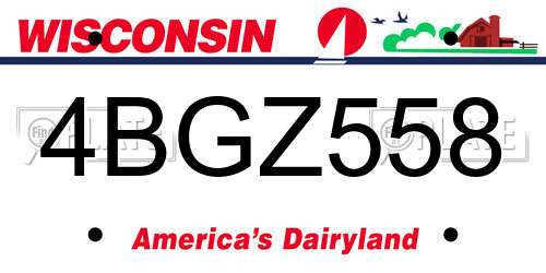 4BGZ558 Wisconsin License Plate