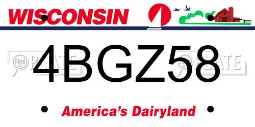 4BGZ58 Wisconsin License Plate