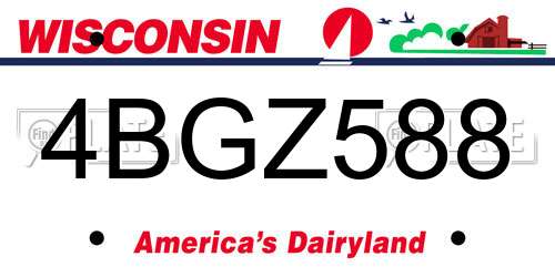 4BGZ588 Wisconsin License Plate