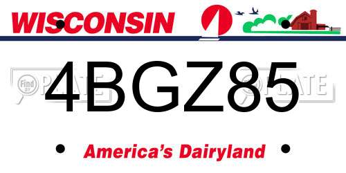 4BGZ85 Wisconsin License Plate