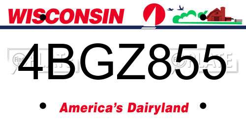 4BGZ855 Wisconsin License Plate