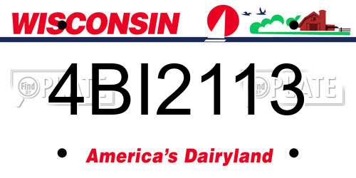4BI2113 Wisconsin License Plate