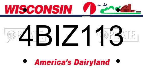 4BIZ113 Wisconsin License Plate