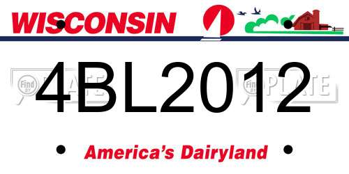 4BL2012 Wisconsin License Plate
