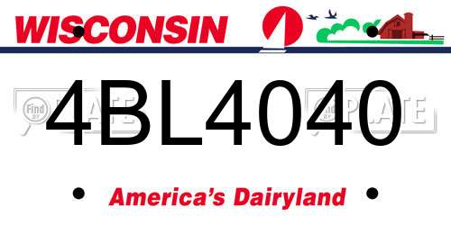 4BL4040 Wisconsin License Plate