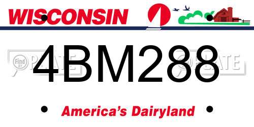 4BM288 Wisconsin License Plate