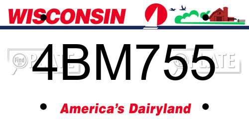 4BM755 Wisconsin License Plate