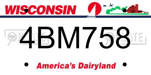 4BM758 Wisconsin License Plate