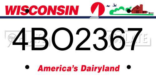4BO2367 Wisconsin License Plate