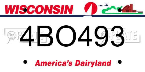 4BO493 Wisconsin License Plate