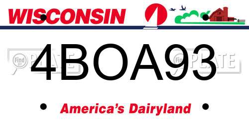 4BOA93 Wisconsin License Plate