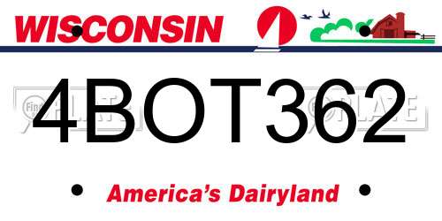 4BOT362 Wisconsin License Plate