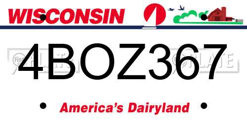 4BOZ367 Wisconsin License Plate