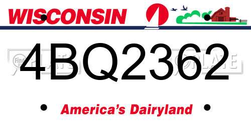 4BQ2362 Wisconsin License Plate