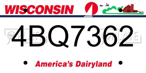 4BQ7362 Wisconsin License Plate