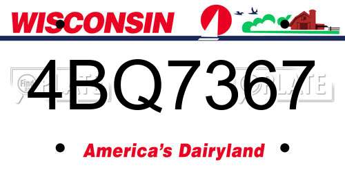 4BQ7367 Wisconsin License Plate