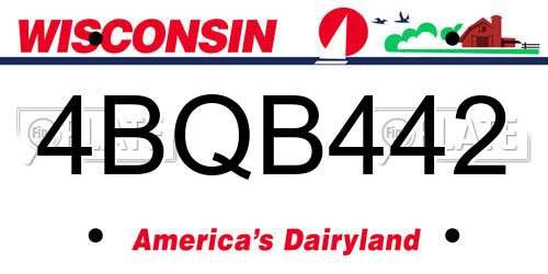 4BQB442 Wisconsin License Plate