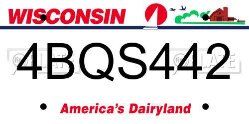 4BQS442 Wisconsin License Plate