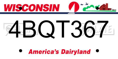 4BQT367 Wisconsin License Plate