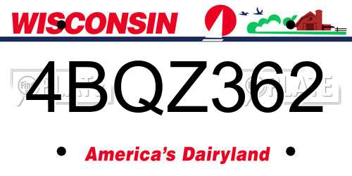 4BQZ362 Wisconsin License Plate