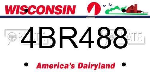 4BR488 Wisconsin License Plate