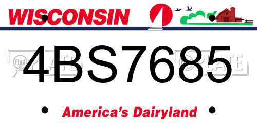 4BS7685 Wisconsin License Plate